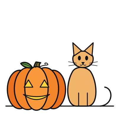 Cat and Pumpkin coloring page