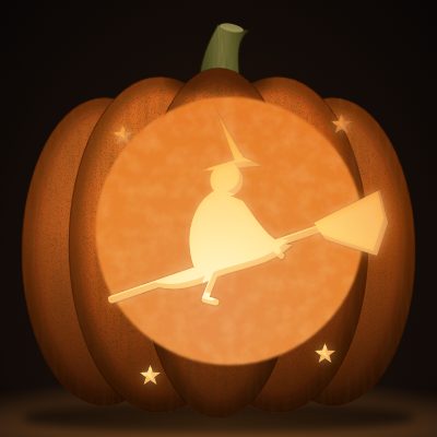 Witch on a Broom carving stencil