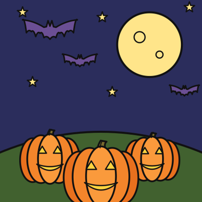 Moonlit Pumpkin Night coloring page