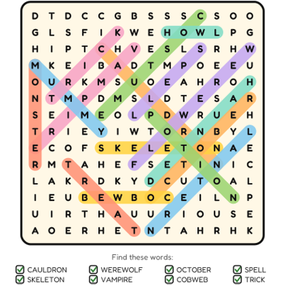 Spooky Word Search coloring page