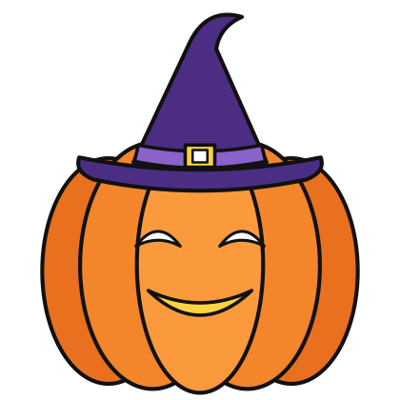 Pumpkin in a Witch Hat coloring page